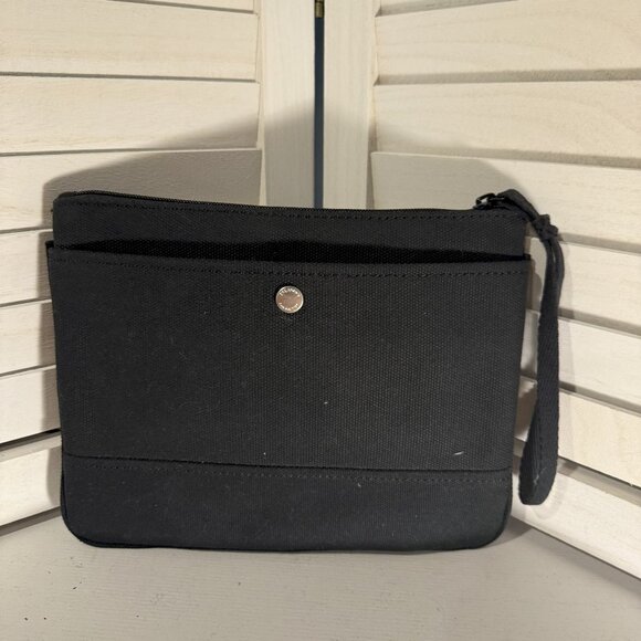Lands End Thick Canvas Black Canvas Wristlet/Cosmetic Bag - Picture 1 of 4
